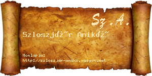 Szloszjár Anikó névjegykártya